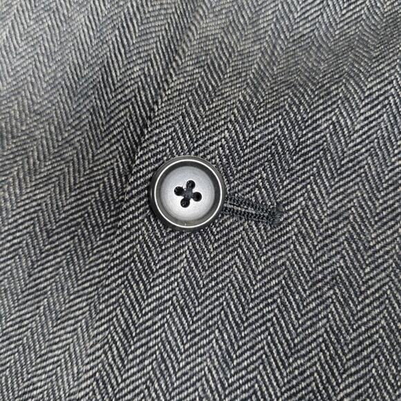Joseph & Feiss Blazer Jacket 43R Black Gray Herringbone Lambswool Work Office - Picture 7 of 11